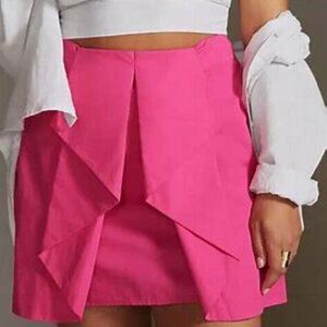Anthropologie Maeve Urban Outfitters Hot Pink Magenta Mini Skirt Ruffles Size 4